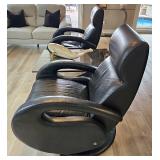Pair Of Odyssey Black Leather Recliners Designed By Rick Lee.