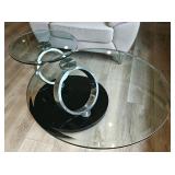 Designer Chrome, Black Base & Glass Motion / Extendable Coffee / Cocktail Table.