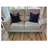 ABBYSON Cadence Top Grain Leather Sofa, Loveseat & Easy Chair Living Room Group.