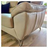 ABBYSON Cadence Top Grain Leather Sofa, Loveseat & Easy Chair Living Room Group.