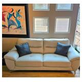 ABBYSON Cadence Top Grain Leather Sofa, Loveseat & Easy Chair Living Room Group.