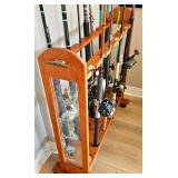 Numerous (Great Condition) Fishing Rods & Reels & Rolling Holder.