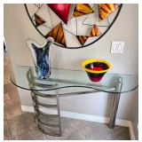 Chrome & Glass Designer Console Table.