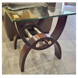 Pair Of Klaussner Quantam Fusion Glass Top End Tables.