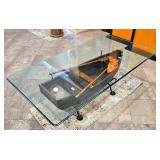 Unique Nautical Wooden Row Boat, Glass Top Coffee / Cocktail Table.