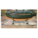 Unique Nautical Wooden Row Boat, Glass Top Coffee / Cocktail Table.