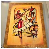 Large Alfred Gockel "Uptown Saturday Night" Acrylic Glazed Over Abstract Style Art Piece.