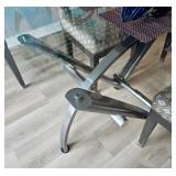 Designer Modern Chrome & Glass Dining Table & Chairs.