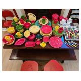 Huge mixed lot collection of FIESTA pottery Fiestaware & flatware set.