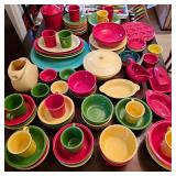 Huge mixed lot collection of FIESTA pottery Fiestaware & flatware set.