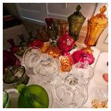 Vintage Fostoria coin glassware, numerous colors.