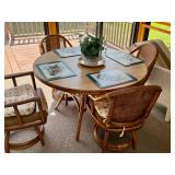 Rattan Bamboo Dining Table 4 Chairs 