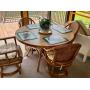 Rattan Bamboo Dining Table 4 Chairs 