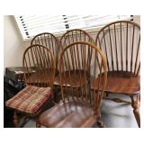 Ethan Allen Pine Bowback Windsor Side Chairs, Set Of 6.