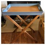 Ethan Allen Furniture Country Colors Blue Denim Butlers Tray Serving Stand
