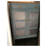 Ethan Allen Country Colors, blue denim. Pie Safe/Wardrobe cabinet w/2 top drawers