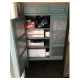 Ethan Allen Country Colors, blue denim. Pie Safe/Wardrobe cabinet w/2 top drawers
