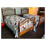 Ethan Allen Country Craftsman Windsor Pine Twin Beds.