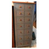 ETHAN ALLEN Country Colors Lingerie Tall Chest Stained Blue Denim Finish.