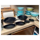 Vintage Pyrex, Lodge Cast Iron Pans