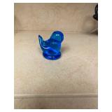 Blue Bird Of Happiness Signed Leo Ward 1999 Glass Figurine
