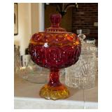 Vintage LE Smith 10” Moon & Star Ambarina Compote