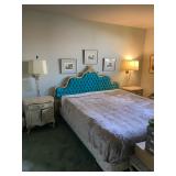 Queen Size Bed Tufted Crushed Velvet headboard