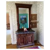 Antique Victorian bureau chest with black marble top