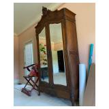 Antique French Armoire with Beveled Glass Mirror Panels