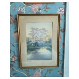 Original, signed, Japanese watercolor art by Watanabe 