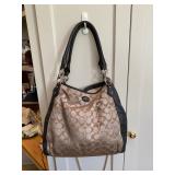 Coach Colette F33434 Signature C Hobo Bag Khaki Brown Large Shoulder Purse