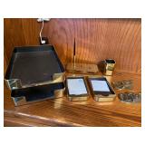MCM Radius One Heavy Brass Gold Tone Desk Set Smith Metal Arts William Sklaroff