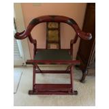 Antique Chinese solid rosewood horse shoe back chair w/foot rest