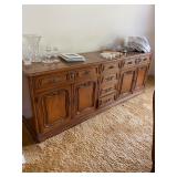 High-end Mid Century Henredon Dining Table, caned back chairs, and Buffet Sideboard Set