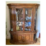 Vintage High-End Hibriten China hutch display cabinet with interior lighting on top and bottom.