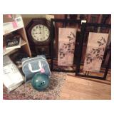 SEVERAL NICE BOWLING BALLS, CLOCKS, BOOKS, LOVELY ARTWORK & WALL HANGINGS!!