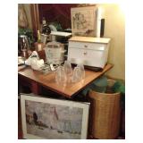 BREAD BOX, LAUNDRY HAMPERS, CROCK POT, GLASS FOR LIGHT FIXTURES, WINE CROCK, PLACE MATS, ETC.