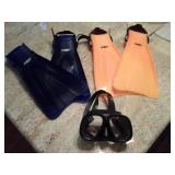 SCUBA GEAR. MASK & FINS, GREAT FOR SWIMMING.