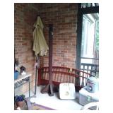 ALL WOOD COAT RACK, PROCELAIN BAR SINK NEW, OBERWEIS COOLERS, UMBRELLAS, HEADBOARDS, DECORATOR ITEMS