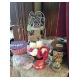 VICTORIAN METAL CORNER STAND FOR WALL OR COUNTER LOVELY. TIN LID LARGE STORAGE JARS, KNICK KNACKS