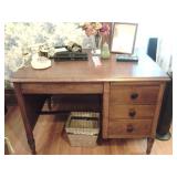 SOLID MAPLE WOOD DESK, AT&T VICTORIAN PHONE, OFFICE SUPPLIES, DESK ACCESS, AIR PURIFIER, ETC