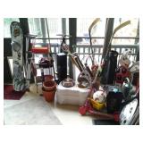 LOTS OF PET ITEMS, CRATES, DISHES, COLLARDS, HUB CAPS, BUG ZAPPER, BALLS, SEED SPREADER, POTS, ETC