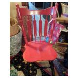 BEAUTIFUL & HEAVY DESK OR ACCENT ALL WOOD CHAIR IN BLACK & RED... VERY COOL