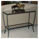 Glass & wrought iron sofa table