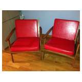 red, wood original retro chairs $150 for the pair