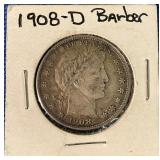 1908-D Barber Half Dollar