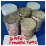 (6) Rolls franklins Half