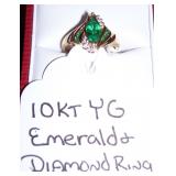 10kt Emerald & Diamond Ring