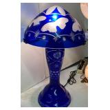 Cobalt Glass Etch Lamp