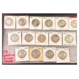 15 Wlaking Silver Halfs